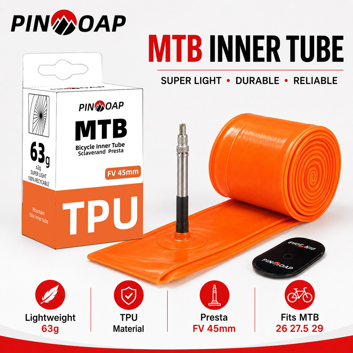 Mountain Biking Tube - PINMOAP MTB Binnenband Mountainbike Fietsband Lichtgewicht